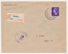 Aangetekend Utrecht Jaarbeurs 1947 - Overstempeld strookje 