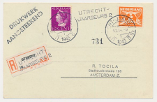 Aangetekend Utrecht Jaarbeurs 1946 - Overstempeld strookje 