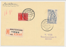 Aangetekend Amsterdam R.A.I. 1950- Overstempeld strookje 