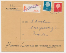 Aangetekend Franeker 196? - Overstempeld strookje Leeuwarden