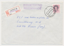 Aangetekend Rijnsburg 1985 - Overstempeld strookje Katwijk