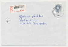 Aangetekend Hattem 1987- Overstempeld strookje Zwolle