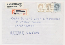 Aangetekend Uithuizen 1994 - Overstempeld strookje Pieterburen  