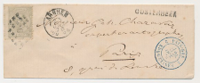 Naamstempel Oosterbeek - Arnhem - Parijs Frankrijk 1876