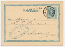 Naamstempel Westzaan - Zaandam - Antwerpen Belgie 1877