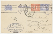 Briefkaart G. 78 I / Bijfrankering Amsterdam - Delft 1910