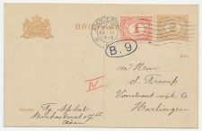 Briefkaart G. 88 a I / Bijfrankering Amsterdam - Harlingen 1918