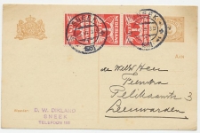 Briefkaart G. 88 a I / Bijfrankering Sneek - Leeuwarden 1931
