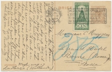 Briefkaart G. 198 / Bijfrankering Den Haag - Italie 1924