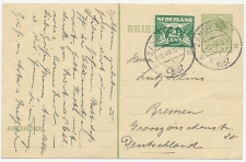Briefkaart G. 237 / Bijfrankering Zandvoort - Duitsland 1937
