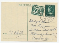 Briefkaart G. 281 / Bijfrankering Overveen - Amsterdam 1946