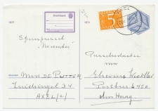 Briefkaart G. 346 / Bijfrankering Axel - Den Haag 1971