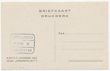 CBPTT Congres  Amsterdam 1933 ( Treinblokstempel gelijkend )