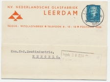 Firma briefkaart Leerdam 1950 - Glasfabriek