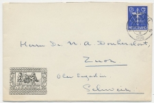 Firma envelop Leiden 1936 - Gevelsteen / Verspieders / Bijbel