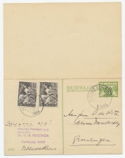 Briefkaart G. 245 / Bijfrankering Nieuweschans - Groningen 1946