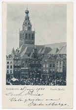 Prentbriefkaart Nijmegen - Groote Markt ( 1901 )