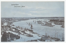 Prentbriefkaart Rotterdam - Panorama Maas 1906