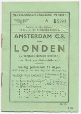 Treinbiljet Amsterdam - Londen 1946 - Lissone