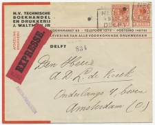 Spoorweg Expresse poststuk Delft - Amsterdam 1932
