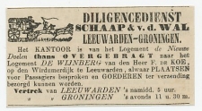 Advertentie 1866 Diligencedienst Leeuwarden - Groningen