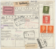Em. En Face Pakketkaart Apeldoorn - Belgie 1950