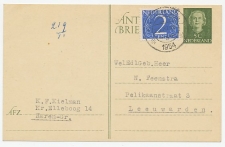 Briefkaart G. 301 A-krt. / Bijfrankering Haren - Leeuwarden 1954