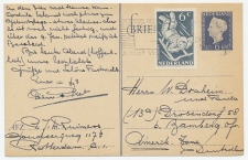 Briefkaart G. 299 / Bijfrankering Rotterdam - Duitsland 1949