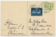 Briefkaart G. 256 / Bijfrankering Lemmer - Leeuwarden 1944