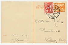 Briefkaart G. 239 A-krt. / Bijfrankering Zaandam - Voorburg 1939