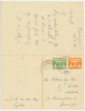 Briefkaart G. 239 / Bijfrankering Eefde - Groningen 1940 v.v.