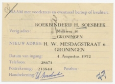 Verhuiskaart G. 22 Particulier bedrukt Groningen 1952